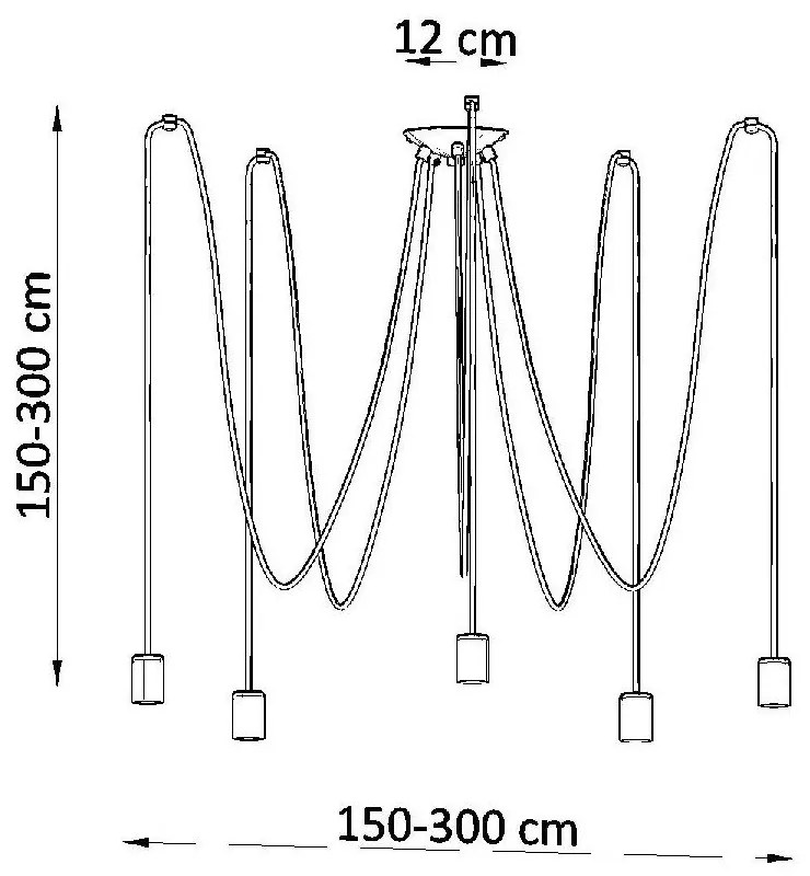 Fekete függőlámpa 300x300 cm Spider - Sollux