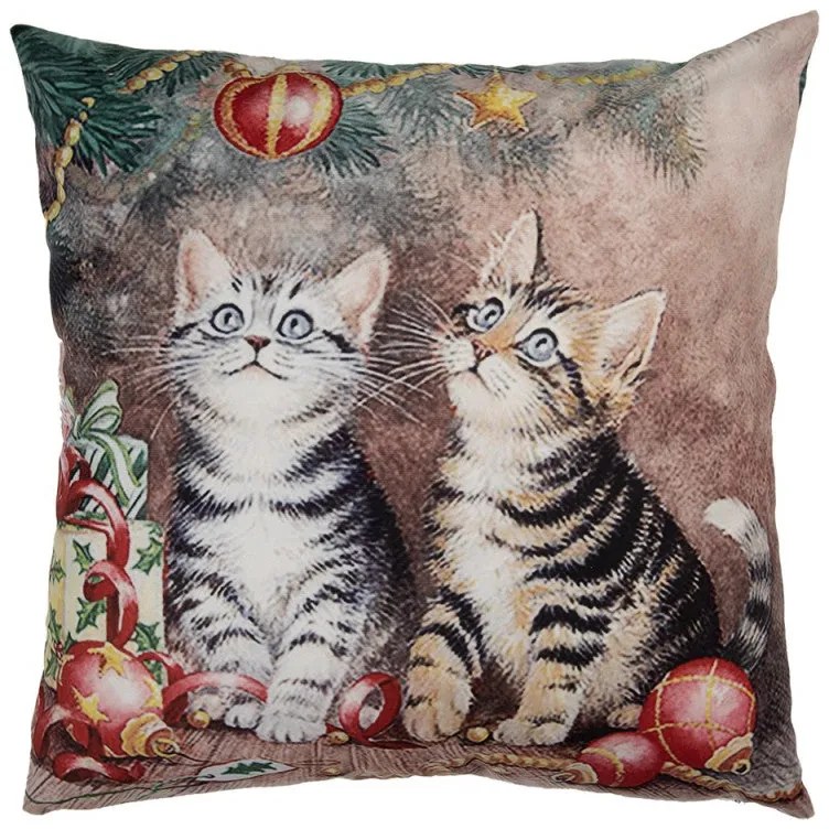 Karácsonyi cicás párnahuzat 45x45 cm Clayre Eef cicák a karácsonyfa alatt