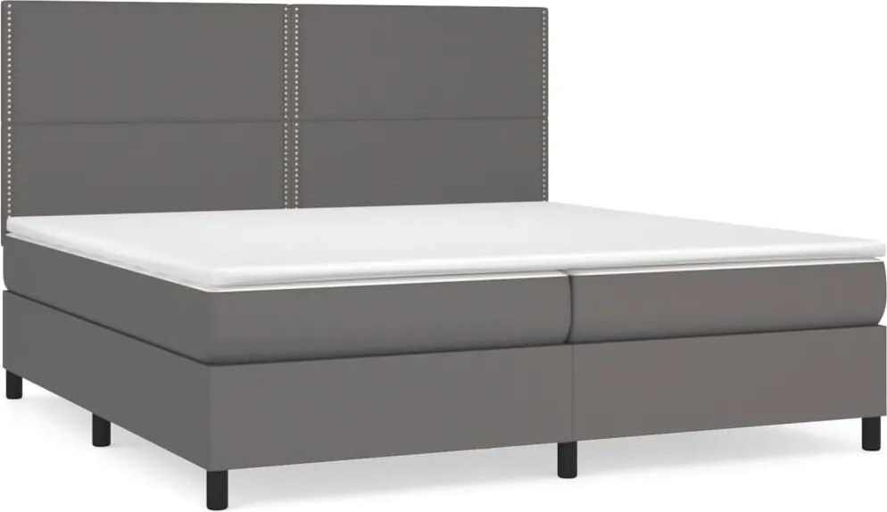 vidaXL szürke műbőr rugós ágy matraccal 200 x 200 cm