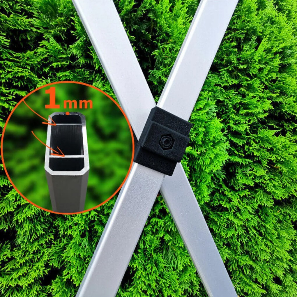 Ollós sátor 3×4,5 m ALU, motorsporthoz is - plusz 3 oldalfal - Zöld