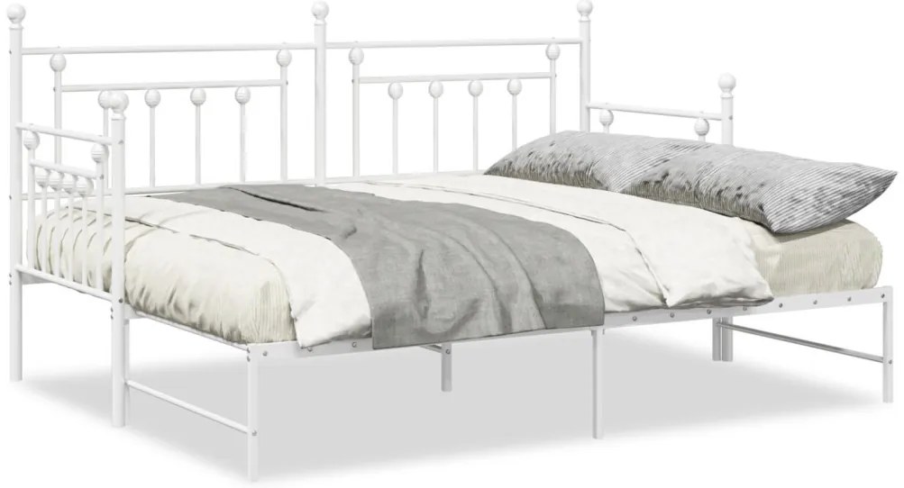 Napágykeret Léces Ágytálcával, Fehér, 75x190 cm, Acél