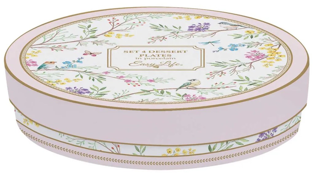 Vintage porcelán desszertes tányér 4 db szett Birds Melody