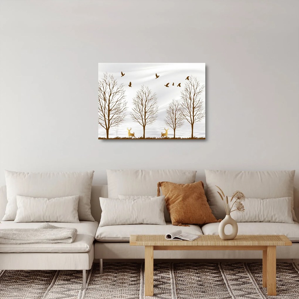 Kép - szarvas folyóelőtt (üvegen) (70x50 cm)