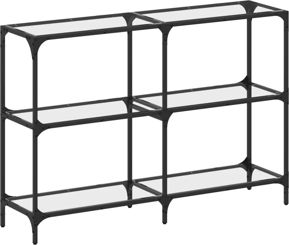 vidaXL acél tálalóasztal átlátszó üveglappal 118,5 x 30 x 81 cm