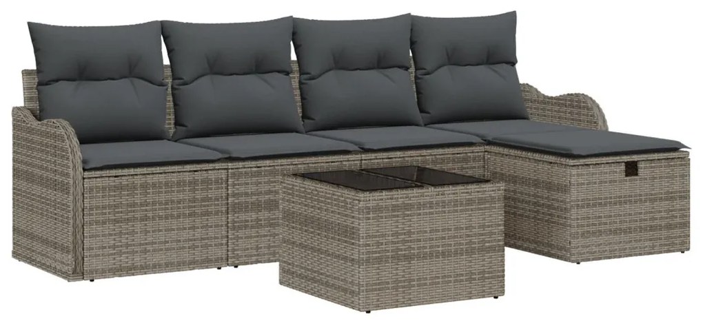 Kerti Kanapé Szett 6 pcs Szürke 231 x 117 x 85 cm Poli rattan
