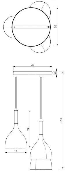 Csillár zsinóron NOAK 3xE27/15W/230V fehér/króm