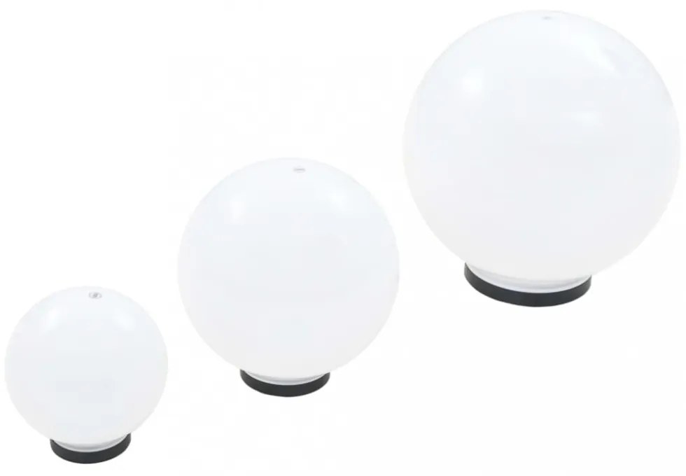 6 db-os LED gömblámpa-szett 20/30/40 cm PMMA