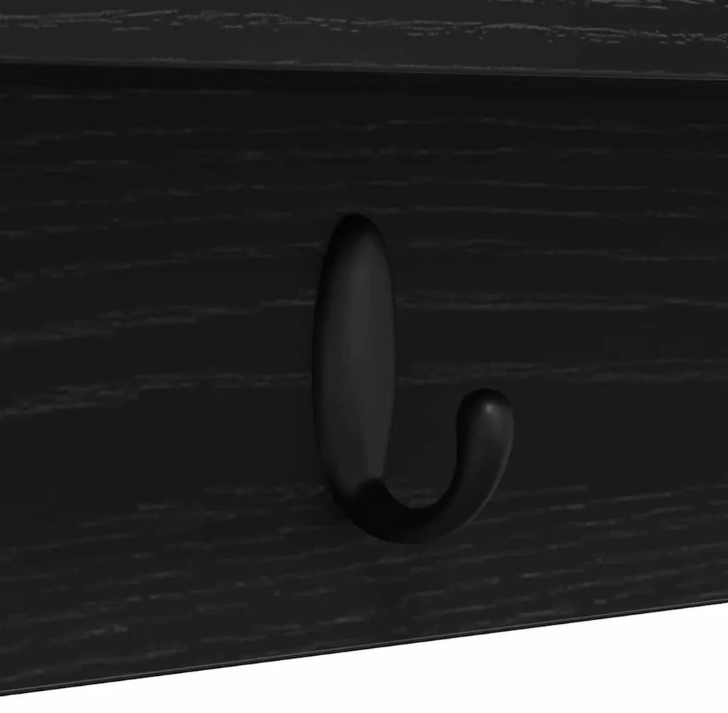 Fali Kabáthorog polcokkal Musta tammi 80 x 10.5 x 18 cm Faanyag