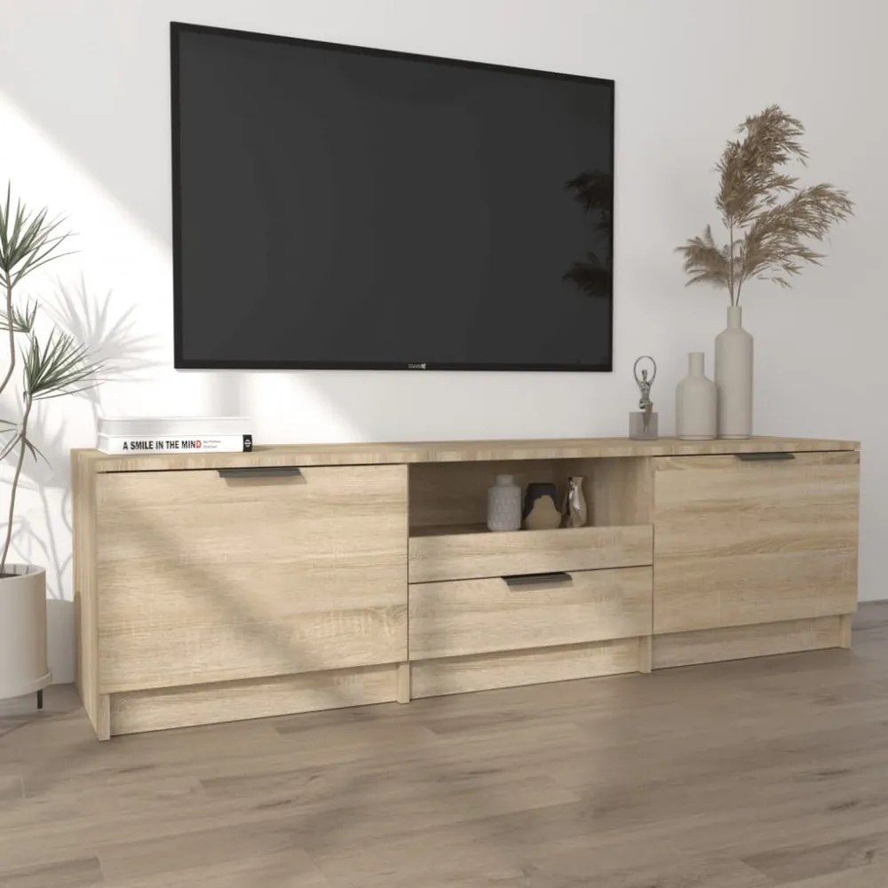 sonoma-tölgyszínű szerelt fa fali TV-szekrény 140x35x40 cm
