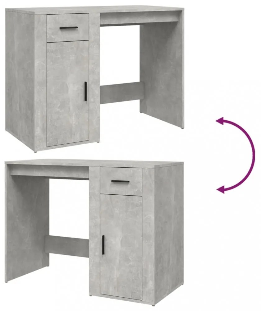 betonszürke szerelt fa íróasztal 100x49x75 cm