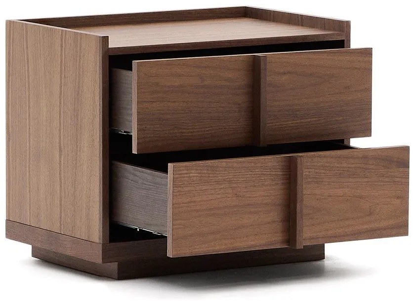 Sötétbarna éjjeliszekrény diófa dekorral Onix – Kave Home