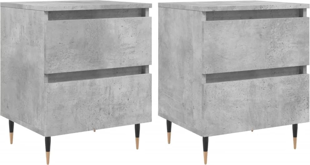 vidaXL 2 db betonszürke szerelt fa éjjeliszekrény 40 x 35 x 50 cm