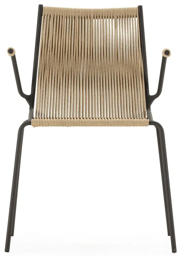 Bézs fém karfás-rakásolható étkezőszék szett 2 db-os Emily – Marckeric