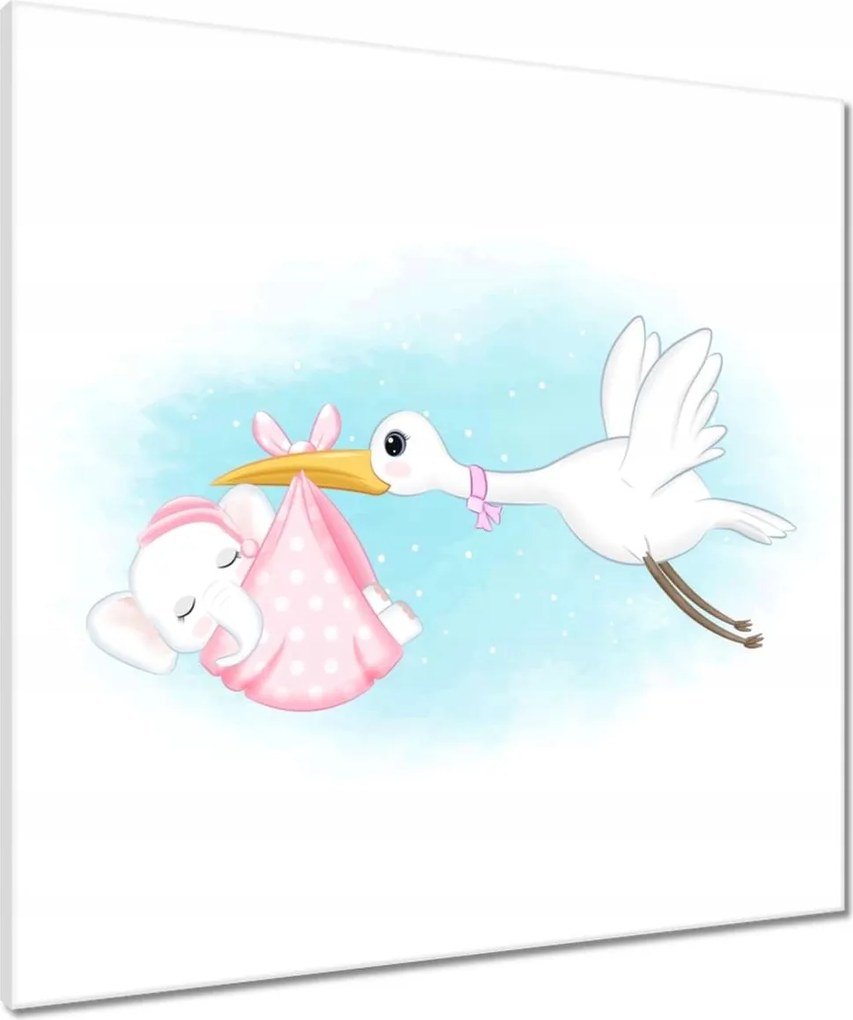 Vászonkép 70x70 Gólya és elefánt A gólya babát hoz