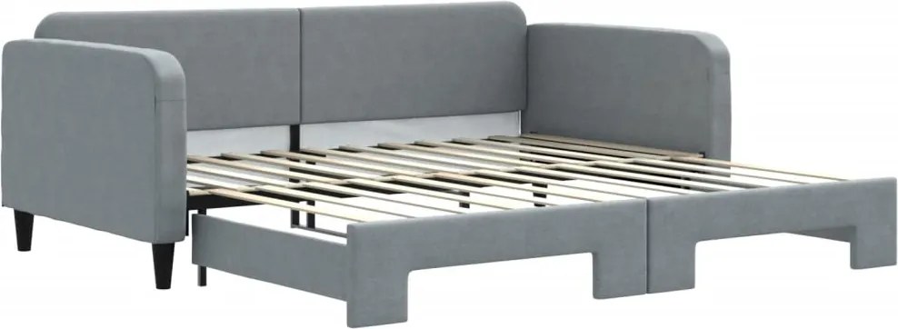 vidaXL világosszürke kihúzható szövet heverő 100 x 200 cm