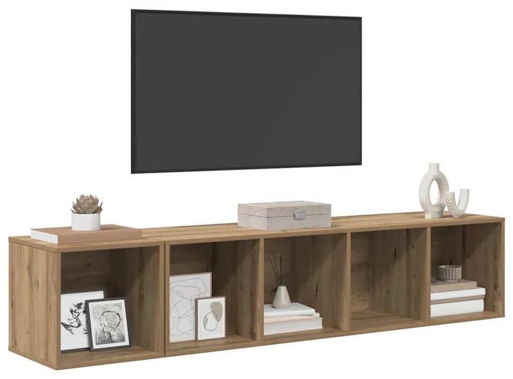 TV Szekrény Szett 2 pcs kézműves tölgy 37 x 37 x 142.5 cm