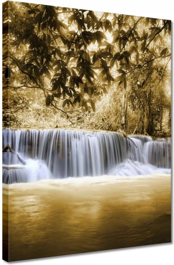 Vászonkép 30x40 Vízesés szépia színben