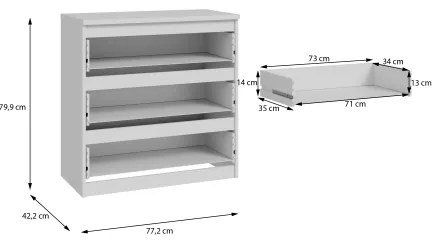 MAO fiókos komód, fehér