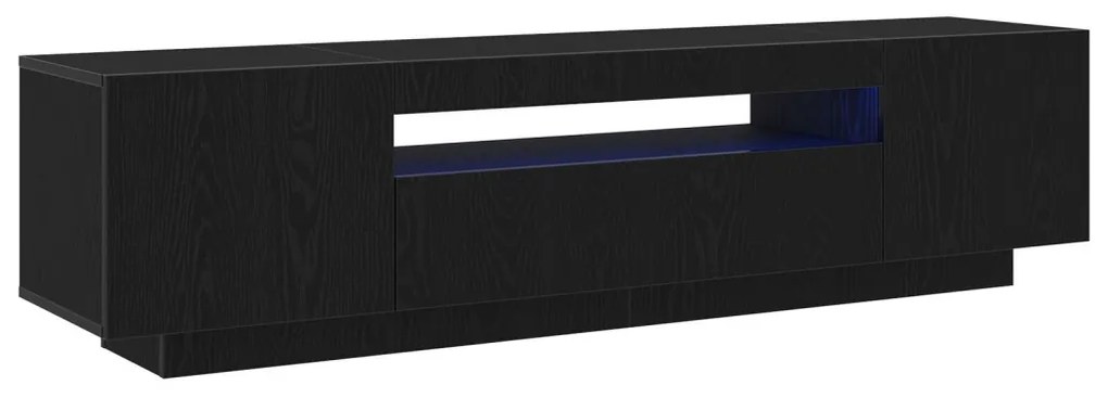 TV szekrény LED fényekkel, fekete tölgy, 160x35x40 cm, műgyanta