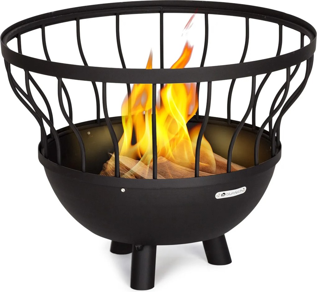 Blumfeldt Nantai, 3 az 1-ben tűzrakóhely grillel és asztallal, Ø 66 cm, Ø 50 cm grill rostély, acél, bambuszlap