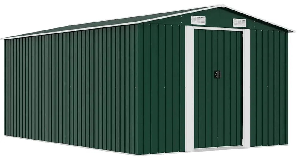 vidaXL zöld fém kerti fészer 257 x 392 x 181 cm