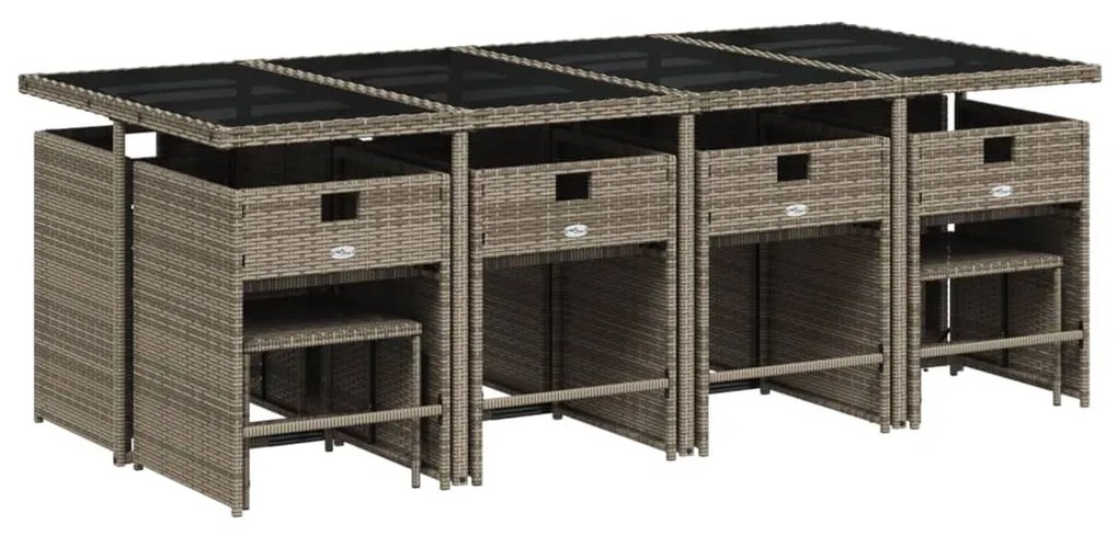 vidaXL 13 részes szürke polyrattan kerti ülőgarnitúra párnákkal