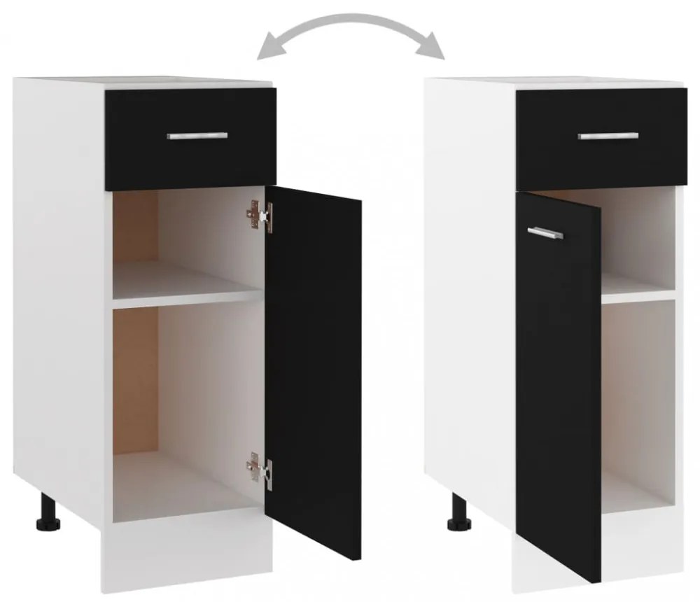 “Lyon” fekete szerelt fa fiókos alsószekrény 30 x 46 x 81,5 cm