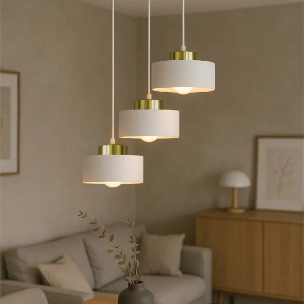 Kábeles függőlámpa IGNIA 3xE27/60W/230V fehér/arany