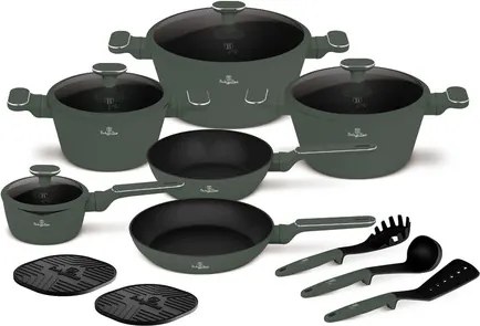 BerlingerHaus 15 részes edénykészlet Matte Green Collection(BH/8208)