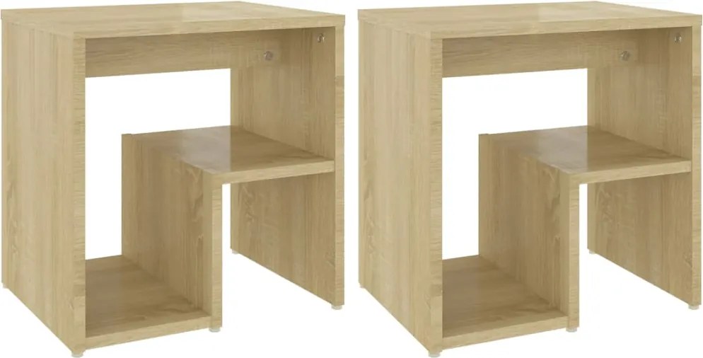 vidaXL 2 db sonoma tölgy színű szerelt fa éjjeliszekrény 40x30x40 cm