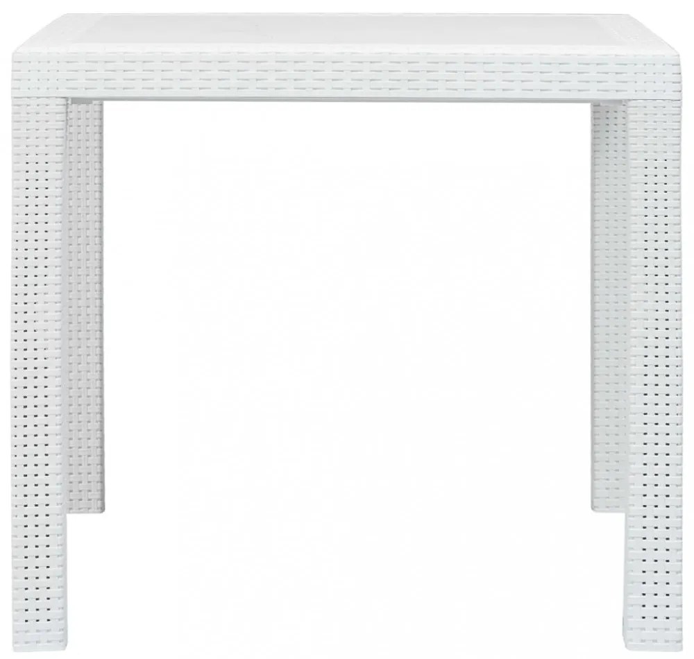 fehér rattan küllemű műanyag kerti asztal 79x79x72 cm