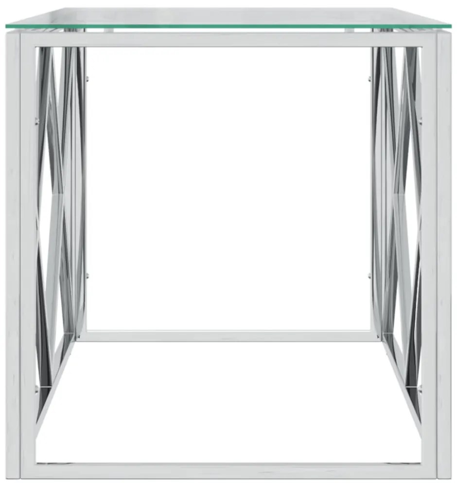 üveg és rozsdamentes acél dohányzóasztal 110x45x45 cm