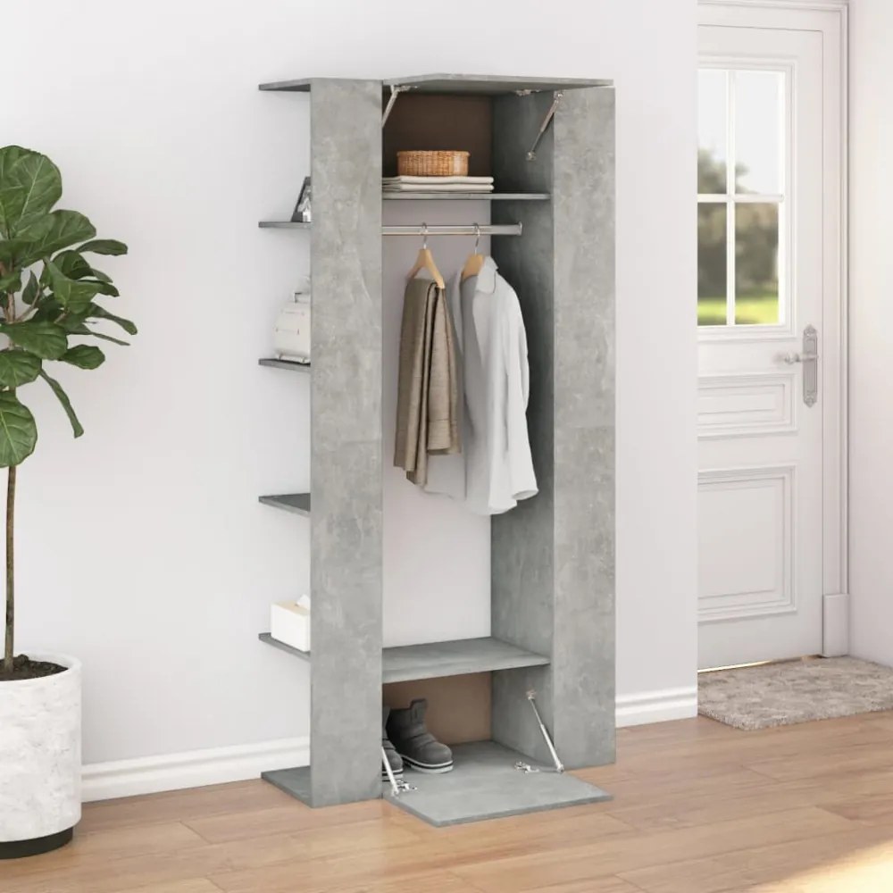 betonszürke szerelt fa előszobaszekrény 97,5 x 37 x 99 cm