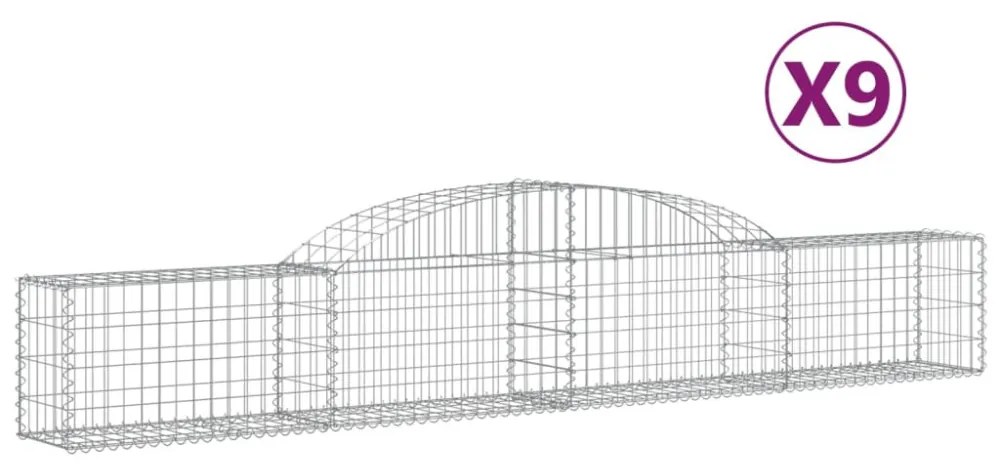 9 db íves horganyzott vas gabion kosár 300x30x40/60 cm