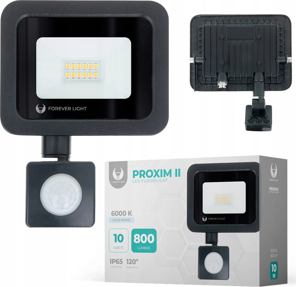 Halogén Lámpa Mozgásérzékelővel Led fényvető 10W Fehér Hideg Garázs