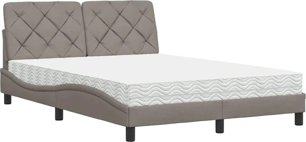 vidaXL ágy matraccal Taupe 140x200 cm szövet