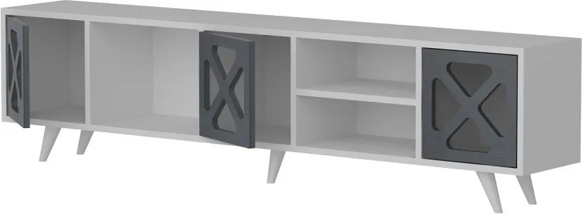 Sinef TV-állvány, fehér-antracit, 180 cm