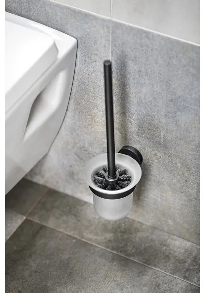Aqualine - SAMBA falra szerelhető WC kefe tejüveg/matt fekete