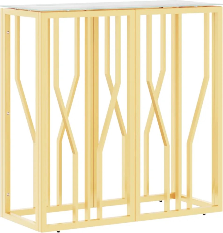 vidaXL aranyszínű üveg és rozsdamentes acél tálalóasztal 70x30x70 cm