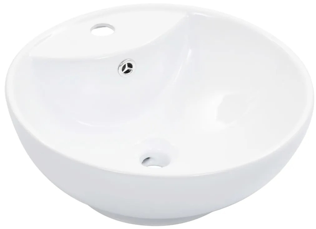 vidaXL fehér kerámia mosdókagyló túlfolyóval 46,5 x 18 cm