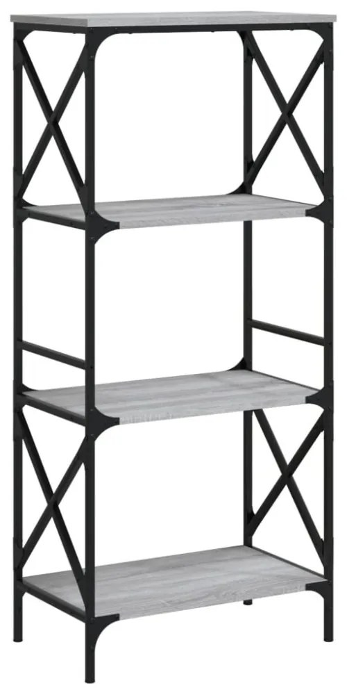 4 szintes szürke sonoma szerelt fa könyvespolc 59 x 35 x 132 cm