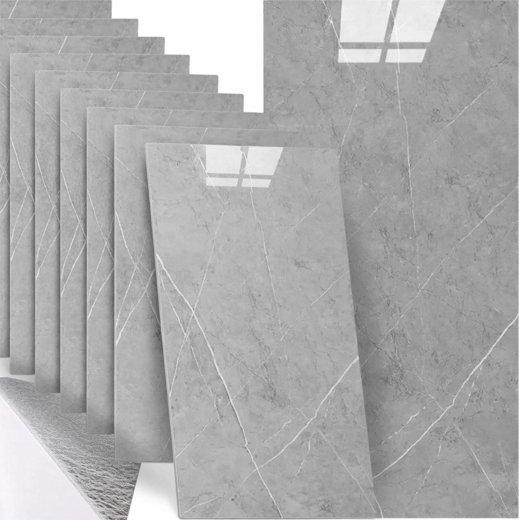 x10 Öntapadós Falpanelek Márvány Pvc Laminált Fényes 3D csempe 30x60