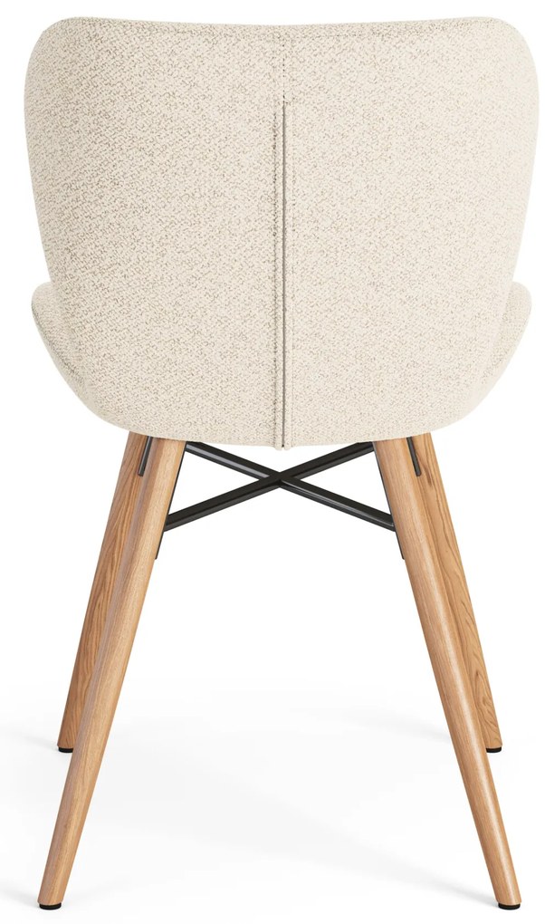 MAZZONI EXPORT ALTEA Crème (tissu Monza 90)/pieds en chêne naturel - CHAISE MODERNE BOUCLÉ POUR SALON/SALLE À MANGER/CUISINE/BUREAU