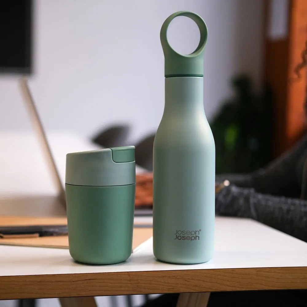 Mentazöld rozsdamentes acél utazó ivópalack 500 ml Loop – Joseph Joseph