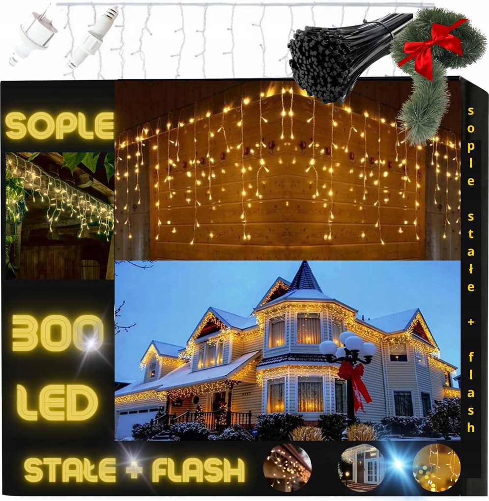 Kültéri Karácsonyi Jégcsap Lámpa 300 Led Vaku Effekt Fények