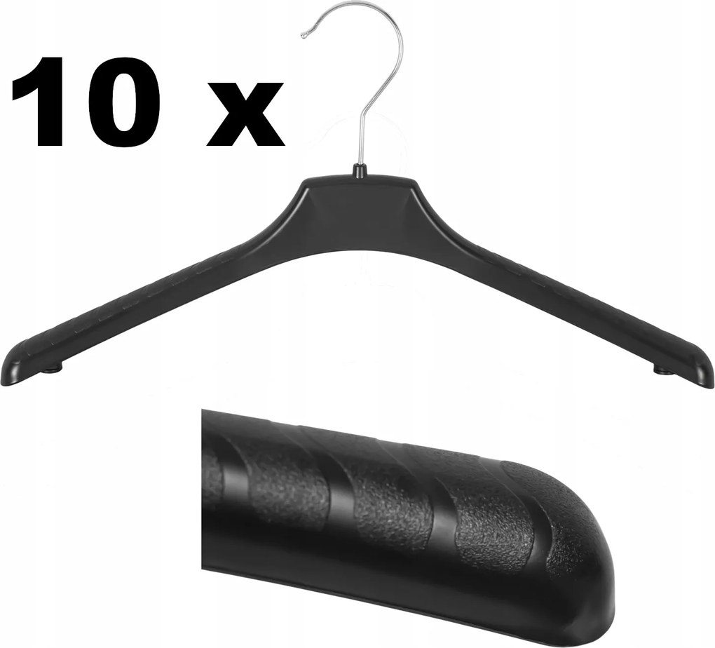 10 x Ruhaakasztó Fekete univerzális 38cm