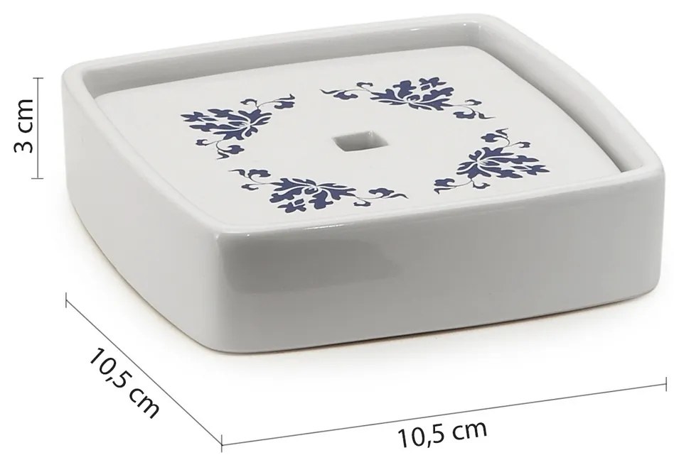 GEDY CX1189 Cixi álló szappantartó, porcelán, fehér/kék