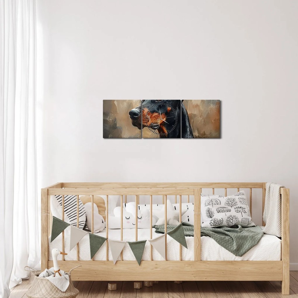 Kép - Dobrman portréja (órával) (90x30 cm)