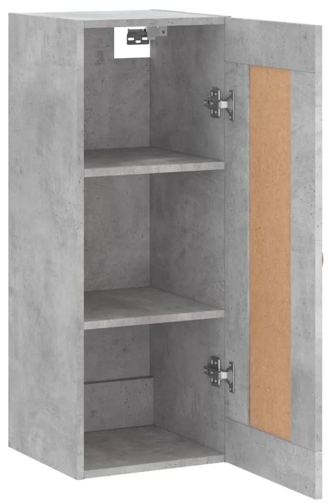 betonszürke szerelt fa fali szekrény 34,5x34x90 cm