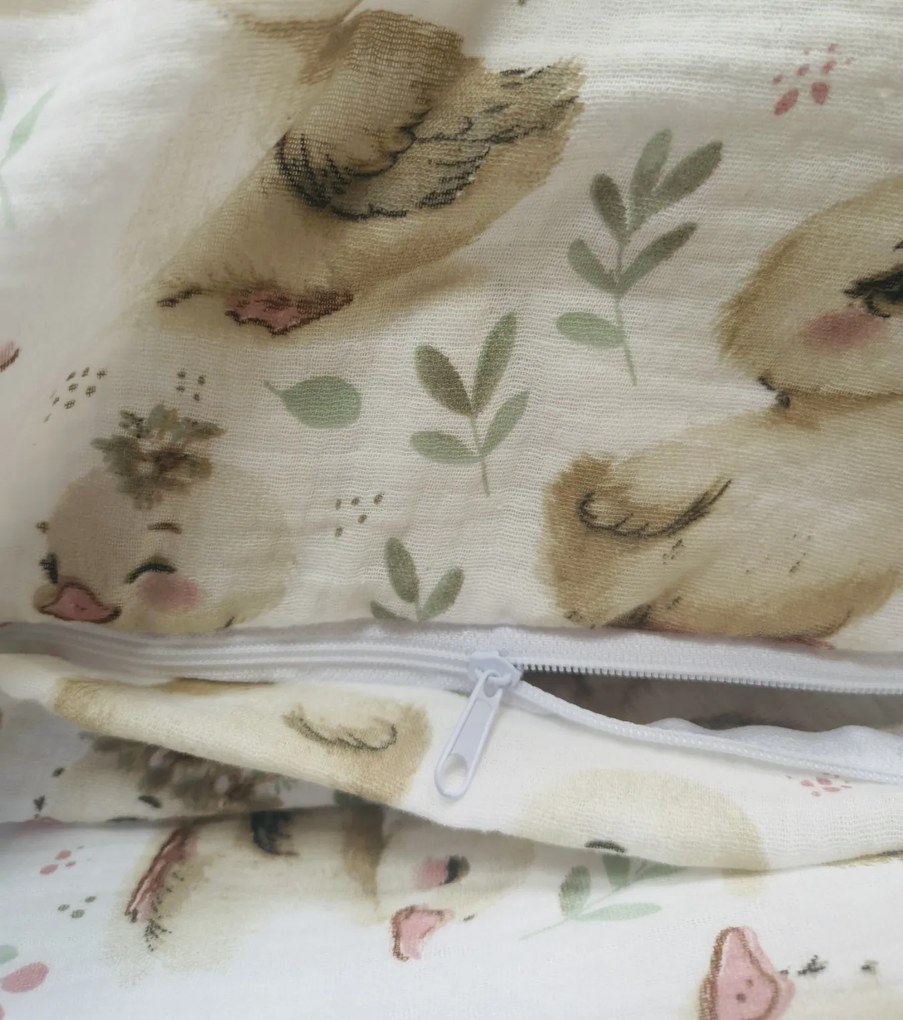 Muszlin ágyneműhuzat Kacsák TiaHome - 1x Párna 90x70cm, 1x Paplan 140x200cm